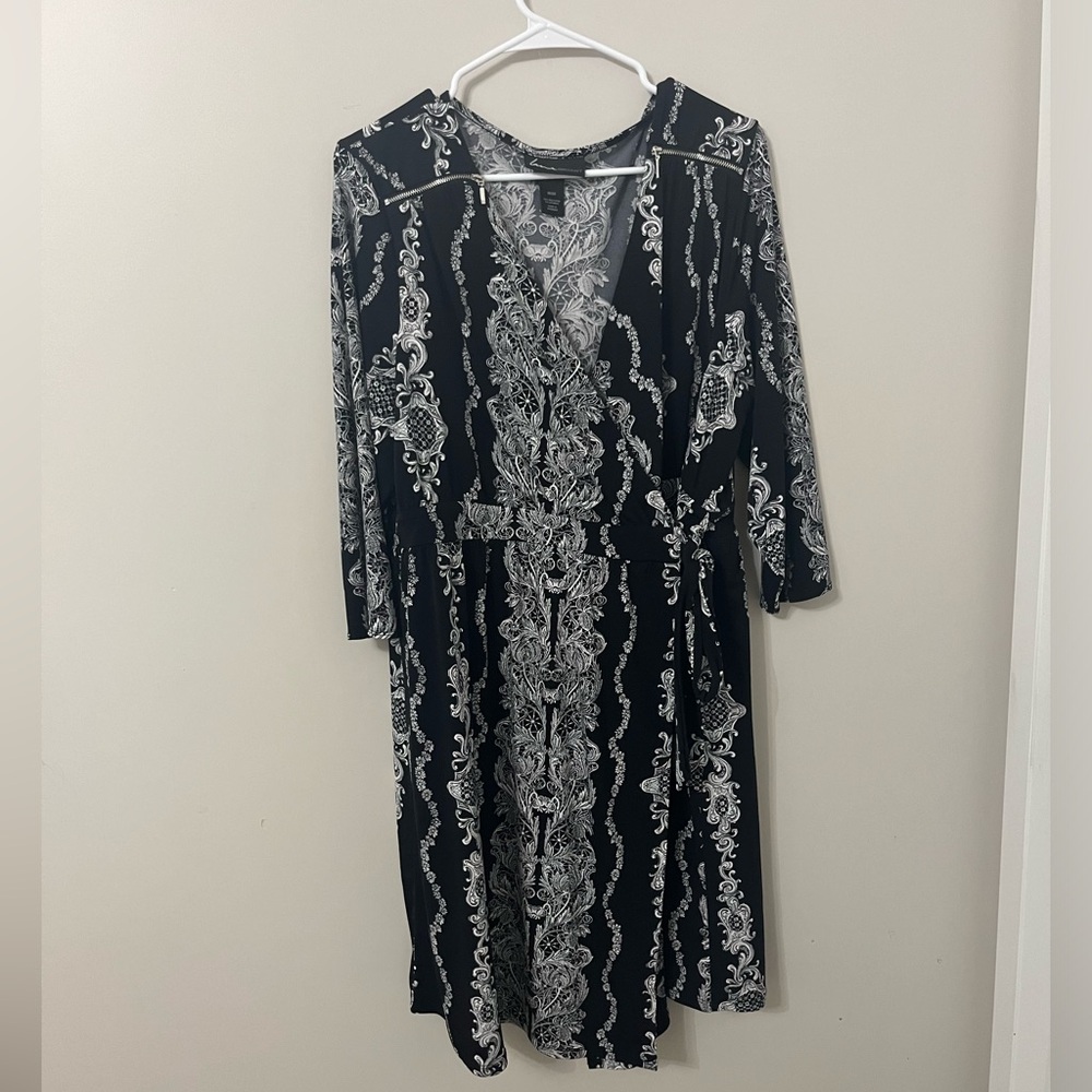 Lane Bryant black and white print wrap dress, size 18-20